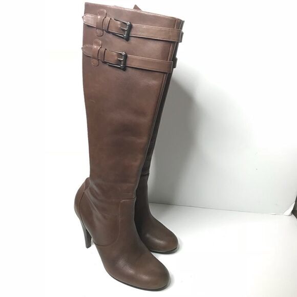 Cole Haan Sz 7.5 Brown Leather Heeled Boot - Picture 1 of 7